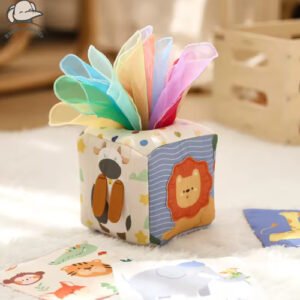 Boîte Magique d’Éveil Montessori – Tissu Doux & Mouchoirs Colorés pour l’Exploration Sensorielle