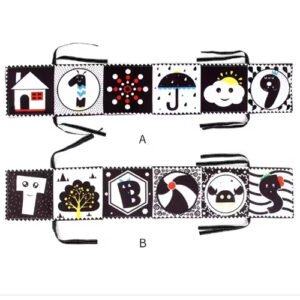 Livre d’Éveil Sensoriel Noir & Blanc – Tissu Doux pour Bébé (0–12 mois)